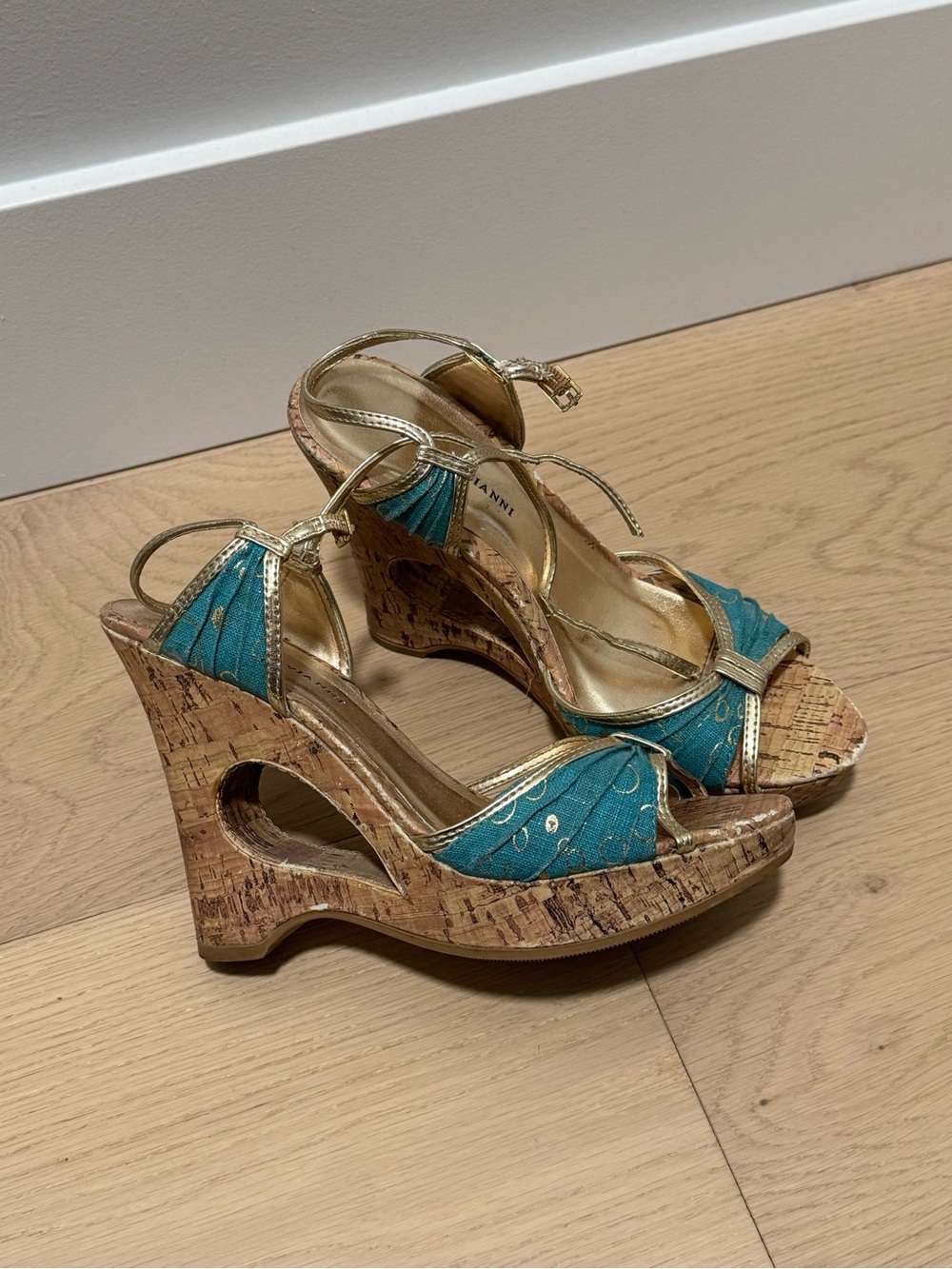 Roberto Vianni - Teal Platform Wedge Sandals - Picture 4 of 4